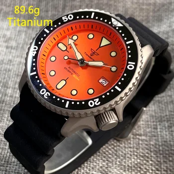 Мъжки титанови часовници Tandorio, оранжево механични часовници SKX 3.8 Diver, 20 бар, водоустойчив луксозни спортни часовници от естествена кожа NH35, новост