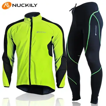 Комплект велосипеди якета NUCKILY Design, зимни флисовые спортни трикотажни панталони, ветроупорен комплекти велосипеди дрехи Ropa Ciclismo