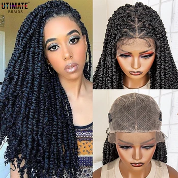 Синтетични напълно дантелени тъкани, перуки, естествени черни 26 инча, плетени перуки, без възли с коса на бебето за афро-черно жени