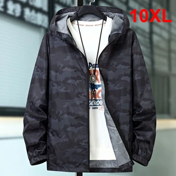 Лятна тънка яке, мъжки модни и ежедневни камуфляжная яке, големи размери 10XL, летни якета за риболов, мъжки-големи размери 10XL