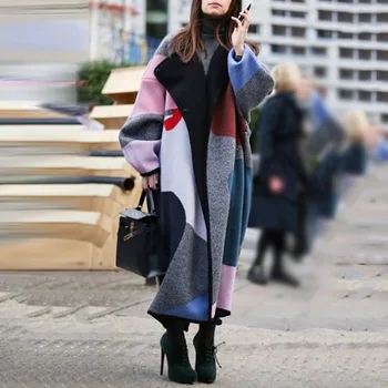 2023, палта, нов стил, модерен, цветен яка Поло, двустранно покритие с цифров принтом