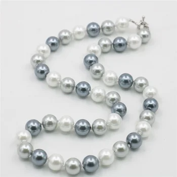 10 мм многоцветное бяло-сива перлена огърлица от раковини на Южното море, веревочная верига, аксесоари за жени, момичета, подаръци за жени, бижута дизайн със собствените си ръце