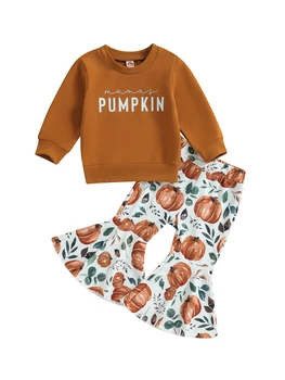 Очарователен костюм за Хелоуин за малки момичета - hoody с кръгло деколте и дълги ръкави, разкроена панталони, комплект дрехи за бебета и деца