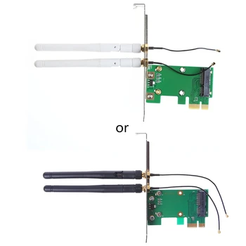 Безжична мрежова карта Wi-Fi Mini PCI-E за PCI-E 1X тенис на адаптер + 2 антени