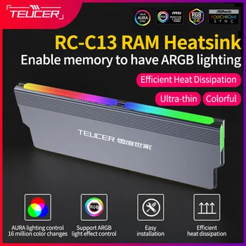TEUCER RC-C13 Охлаждащ Жилетка Компютърна памет RGB 256-Цветен Радиатор за Памет с Висока Производителност за PC Игри DDR2, DDR3 DDR4 Охладител Памет